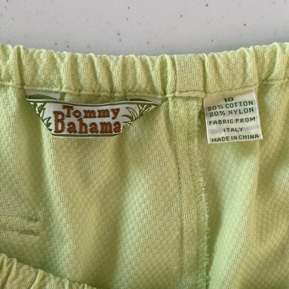 Tommy Bahama Lime Green Cargo Cropped Pants Textured Cotton Draw Cord Pull On - Picture 8 of 13